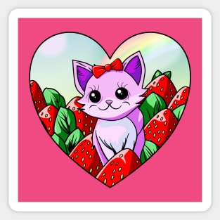 Kitty in a Strawberry Patch Sticker